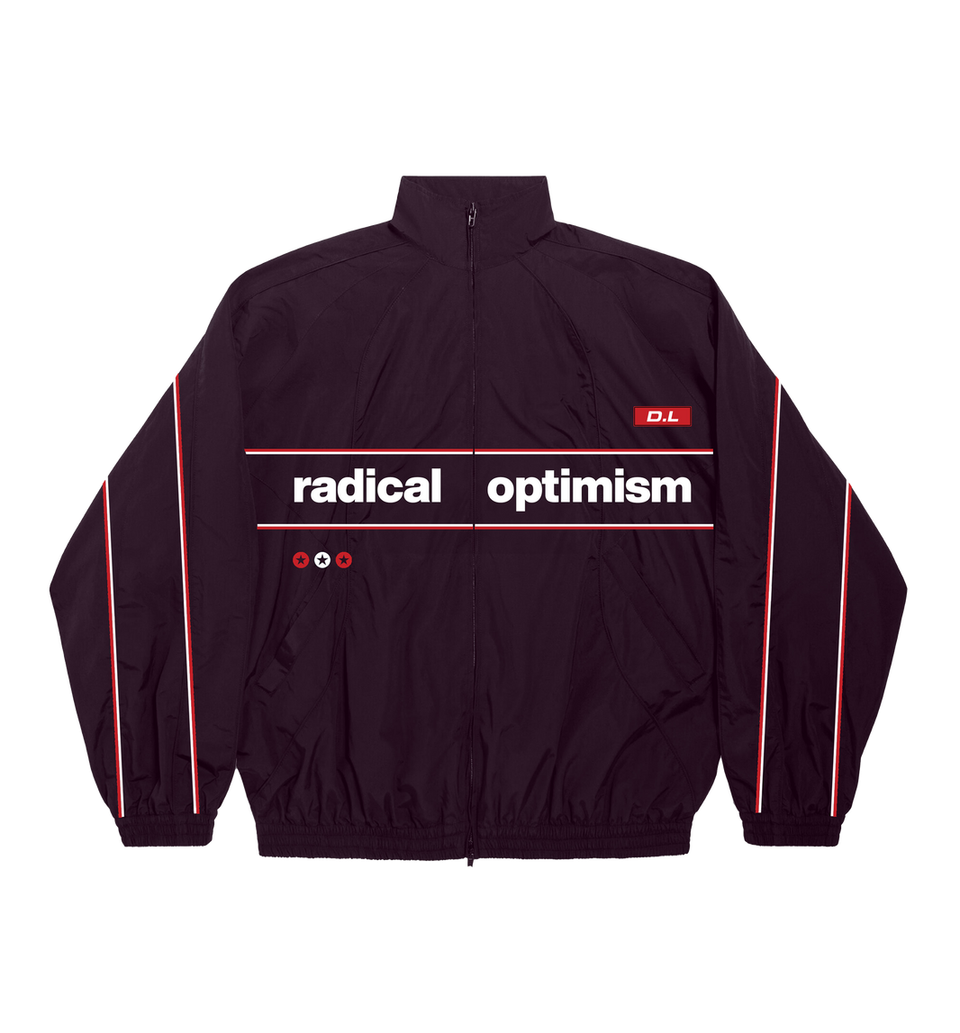 radical optimism burgundy track suit top