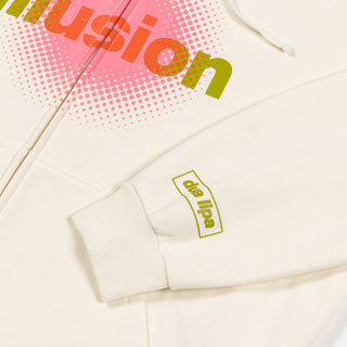 illusion cream zip hoodie